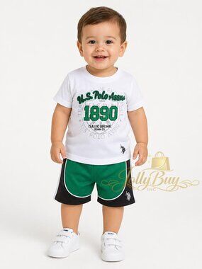 U.S. Polo Assn. Baby Boys T-Shirt Athletic Short Toddler 2-Piece Set Size 18 M